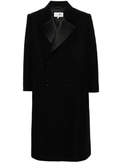 MM6 Maison Margiela contrasting lapels double-breasted coat - Black