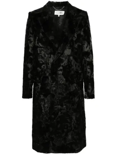 MM6 Maison Margiela patterned-jacquard coat - Black
