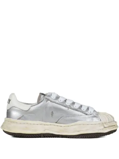 Maison MIHARA YASUHIRO Blakey distressed-leather lace-up sneakers - Grey
