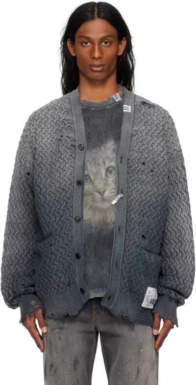Maison MIHARA YASUHIRO Gray Sun Faded Like Knit Cardigan