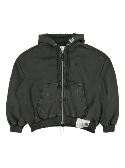 Maison MIHARA YASUHIRO frayed zip-up hoodie - Black