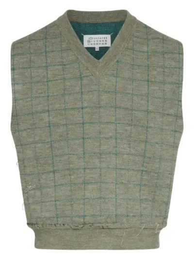 Maison Margiela checked V-neck vest - Green