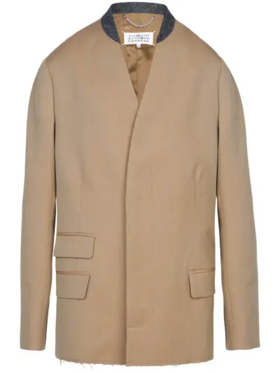 Maison Margiela collarless single-breasted wool blazer - Neutrals