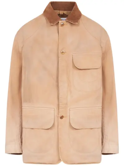 Maison Margiela corduroy-collar waxed cotton jacket - Neutrals