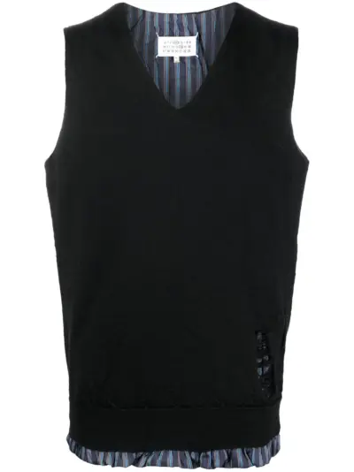 Maison Margiela distressed sleeveless vest - Blue