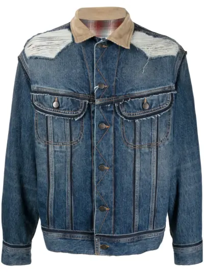 Maison Margiela x Pendleton distressed denim jacket - Blue