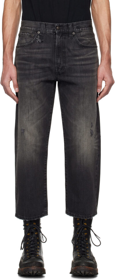 R13 Black Worn Wash X-Boyfriend Jeans
