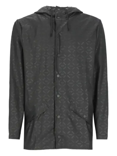Rains logo-pattern hooded jacket - Black
