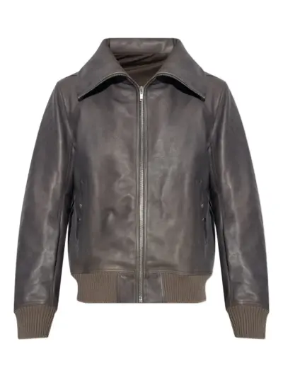 Rick Owens Blixa Dracollar ribbed-cuff leather jacket - Brown
