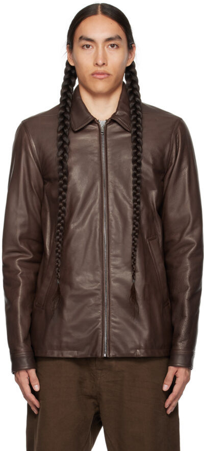 Rick Owens Brown Brad Leather Jacket