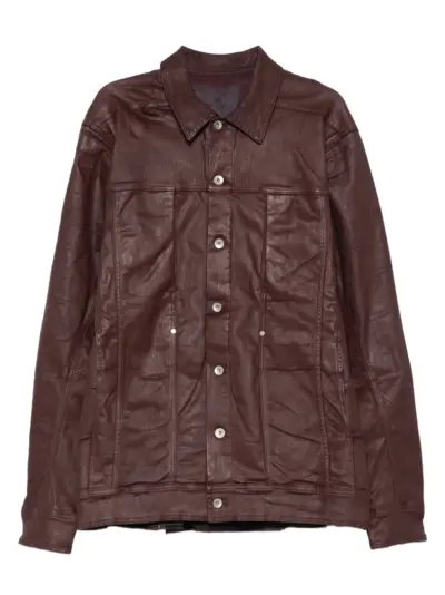 Rick Owens DRKSHDW button-fastening waxed-effect shirt jacket - Red