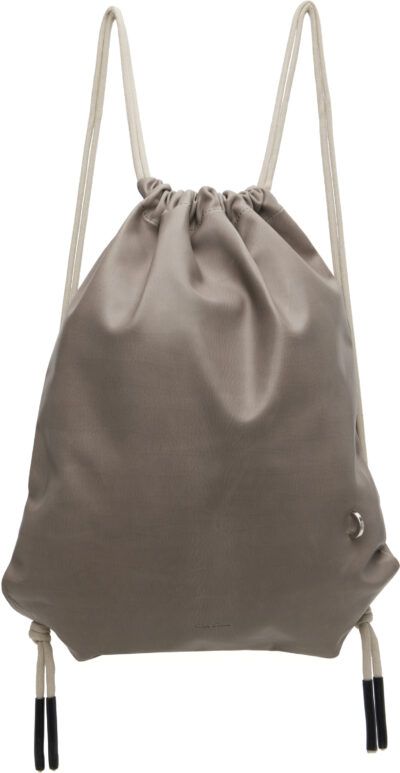 Rick Owens Gray & Off-White Concordians Drawstring Backpack