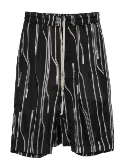 Rick Owens Rick's Pods stripe-pattern drawstring shorts - Black