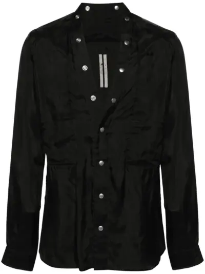 Rick Owens V-neck satin-finish shirt - Black