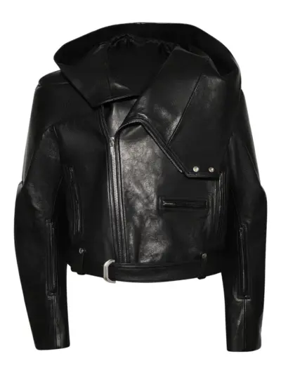 Rick Owens asymmetric leather jacket - Black