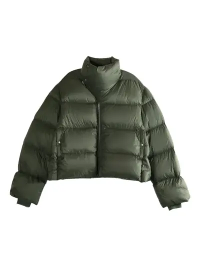 Rick Owens asymmetric zip puffer jacket - Green