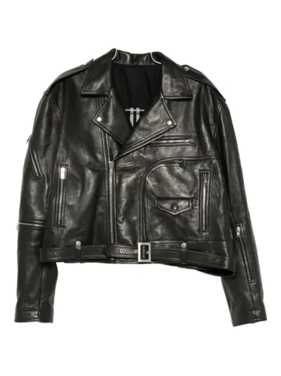 Rick Owens belted leather jacket - Black