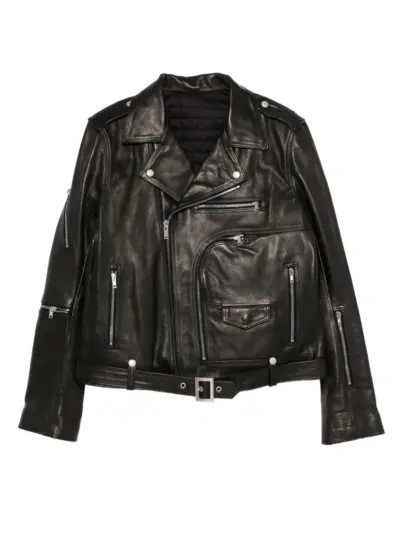 Rick Owens belted zip-fastening leather jacket - Black