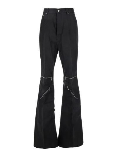 Rick Owens bolan Cargo Black Pants With Zip Applied On The Legs In Cotton Man