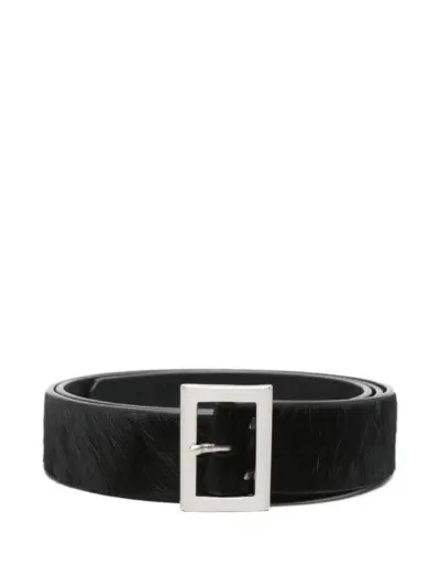 Rick Owens calf-hair square-buckle belt - Black