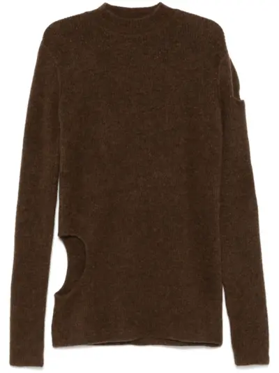 Rick Owens cut out-detailed sweater - Brown