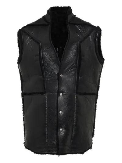 Rick Owens leather shearling gilet - Black