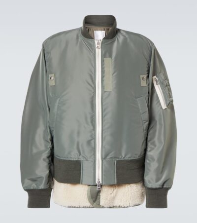 Sacai Faux shearling-trimmed bomber jacket
