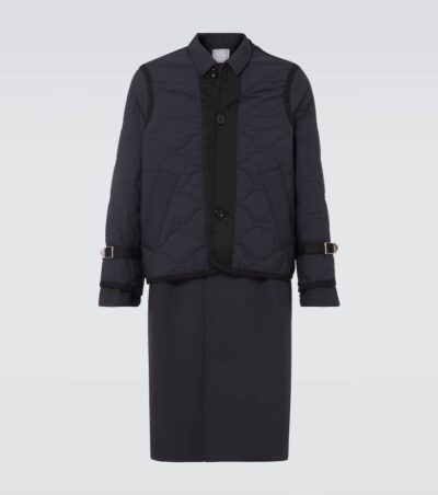 Sacai Quilted layered ripstop coat
