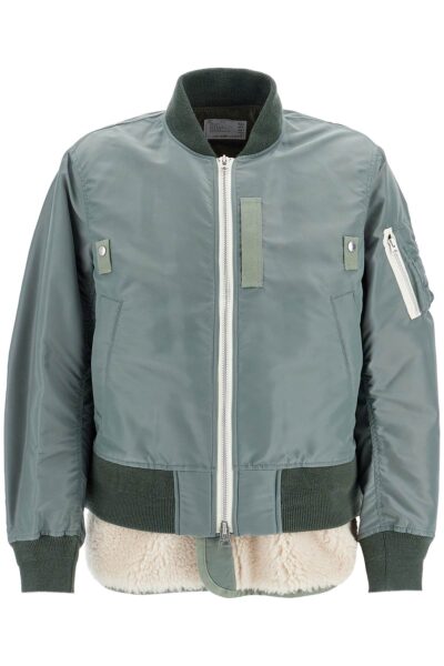 Sacai Shearling Insert Nylon Bomber Jacket