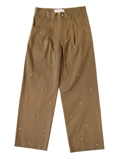 Song For The Mute bead-embellished straight-leg trousers - Neutrals