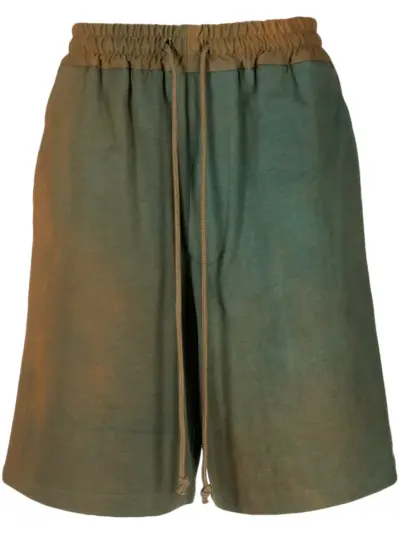 Song For The Mute bleached-effect drawstring cotton shorts - Brown