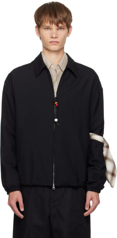 Song for the Mute Black Gabardine Slim Coach Jacket