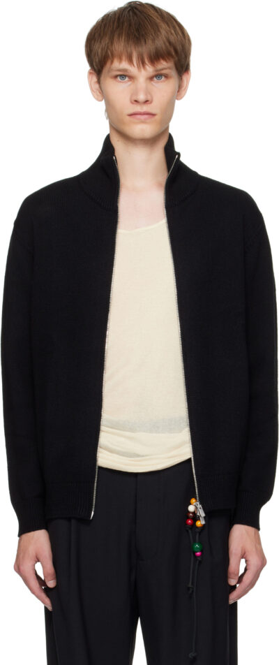 Song for the Mute Black Zip Up Funnel Cardigan