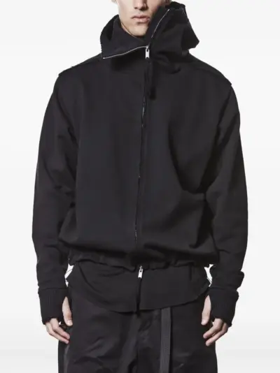 Thom Krom frayed high-neck zip-up jacket - Black