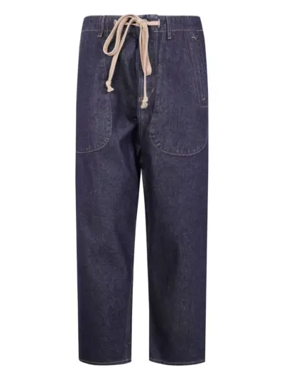 Uma Wang drawstring pocketed straight-leg jeans - Blue