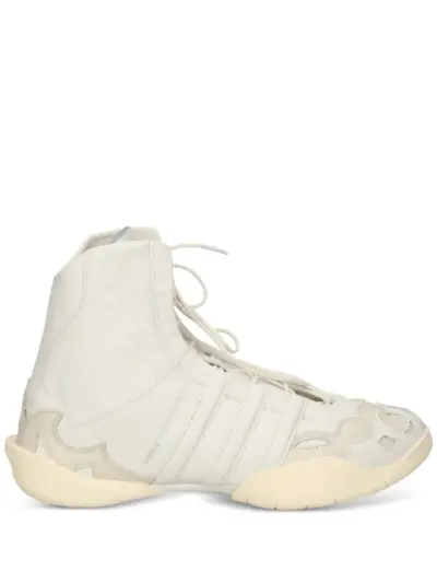Y-3 Regu 2002 Hi lace-up leather high-top trainers - White