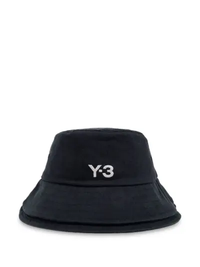 Y-3 logo-print bucket hat - Black