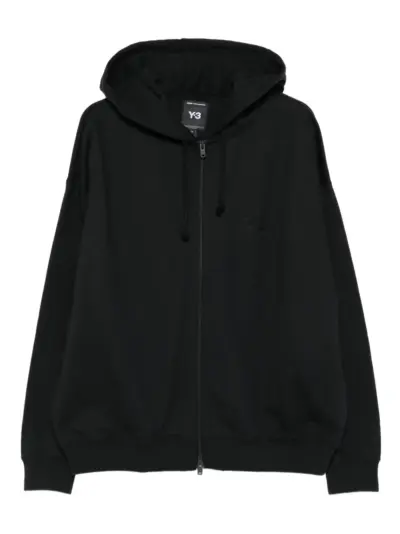 Y-3 zip-up logo-detail hoodie - Black