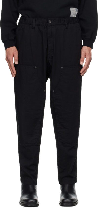 YOHJI YAMAMOTO Black BS Oxford Double Knee Work Trousers