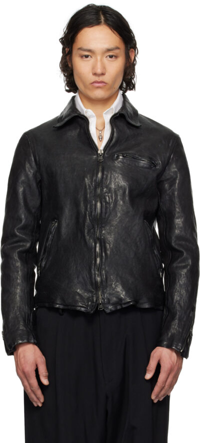 YOHJI YAMAMOTO Black Backlash Edition Calf Single Riders Leather Jacket