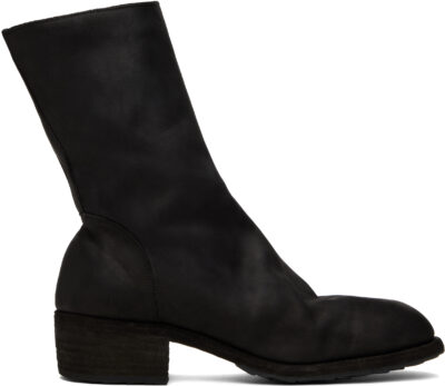 YOHJI YAMAMOTO Black Guidi Edition Side Zip Mid Boots