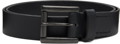 YOHJI YAMAMOTO Black Matt Soft Leather 30mm Plain Belt