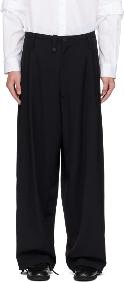 YOHJI YAMAMOTO Black Wool Gabardine New Standard Wallet Trousers