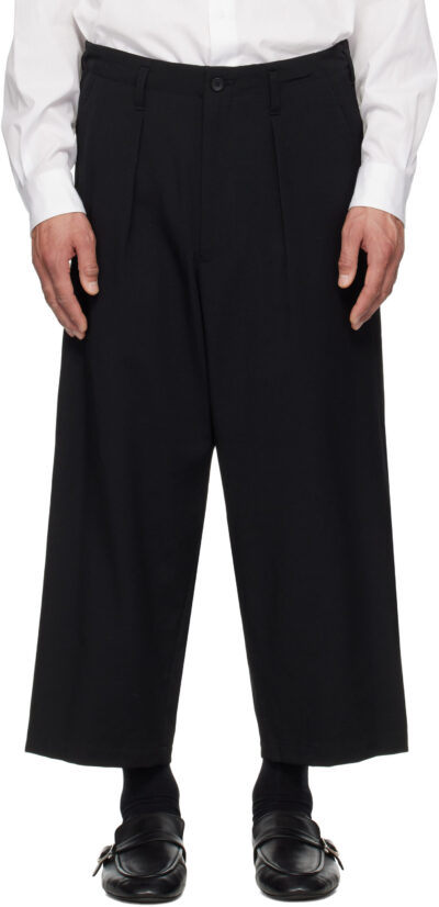 YOHJI YAMAMOTO Black Wool Gabardine R Coin Pocket Trousers