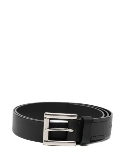 Yohji Yamamoto logo-debossed leather belt - Black