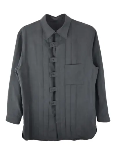 Yohji Yamamoto pleated button-fastening shirt jacket - Grey