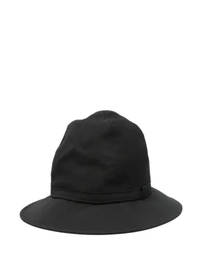 Yohji Yamamoto strap-detail cotton bucket hat - Black