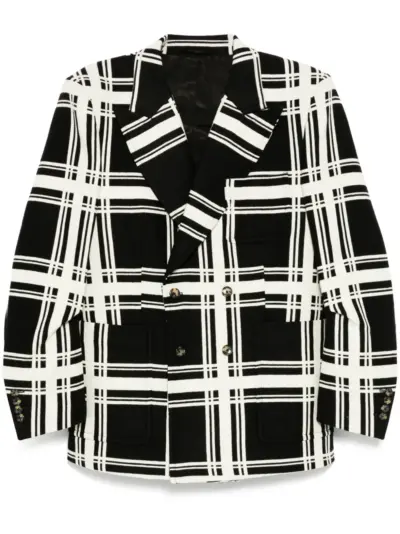 marina yee HIGH SHOULDER DB Blazer - Black