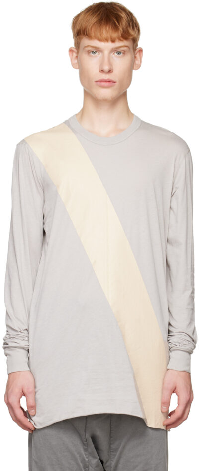 11 by Boris Bidjan Saberi Gray Painted Long Sleeve T-Shirt