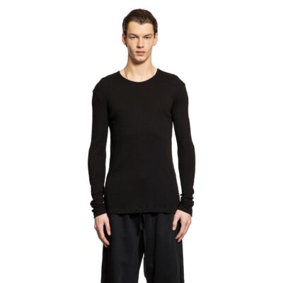 Ann Demeulemeester Greg Long Sleeve T-Shirt in Cotton Rib Jersey